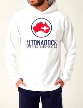 Sudadera blanca Altona Dock logo azul y rojo