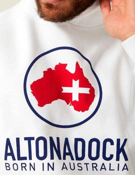 Sudadera blanca Altona Dock logo azul y rojo