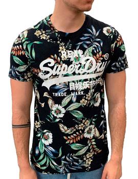 Camiseta Superdry estampada de flores negras