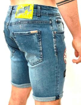 Pantalón corto vaquero con parches para hombre