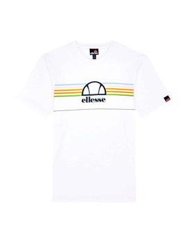 Camiseta Ellessse blanca estampada con rayas de colores