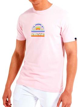 Camiseta Ellesse rosa logo arcoiris para hombre