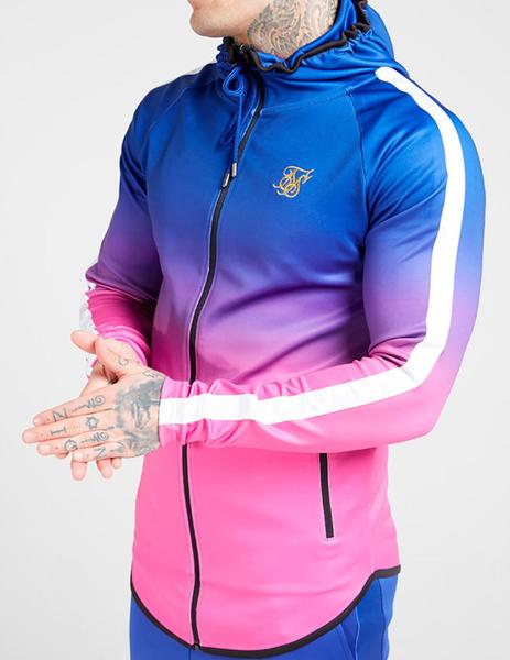 Conquistador Perspectiva Investigación Chaqueta Siksilk degradada azul rosa para hombre