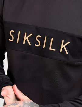 Sudadera Siksilk negra letras bordadas para hombre