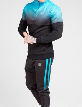 Sudadera Siksilk media cremallera turquesa hombre