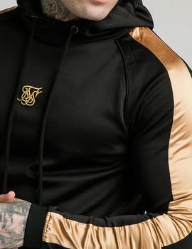 Sudadera Siksilk negra franjas doradas para hombre