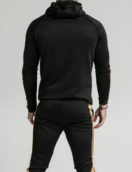 Sudadera Siksilk negra franjas doradas para hombre