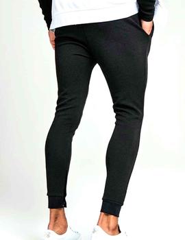 Pantalón chándal SikSilk negro pitillo para hombre