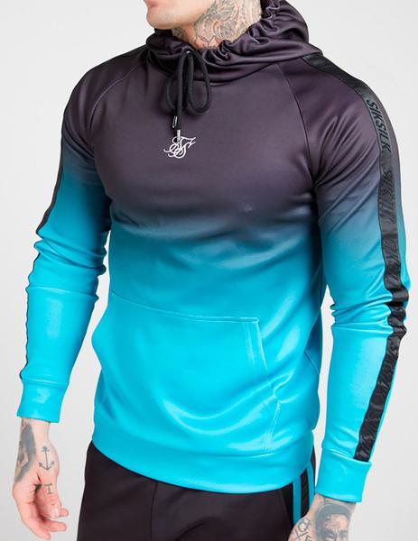 Narabar Húmedo Tratamiento Sudadera Siksilk capucha azul turquesa para hombre