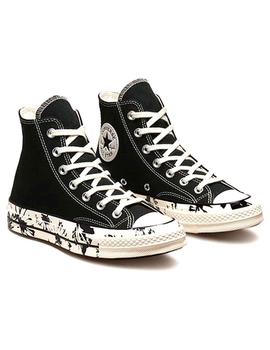 Bambas Converse negras con suela de flores