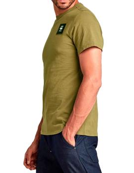 Camiseta G Star Raw verde militar con escudo