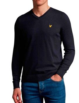 Jersey Lyle Scott azul marino cuello V para hombre