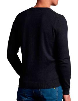 Jersey Lyle Scott azul marino cuello V para hombre