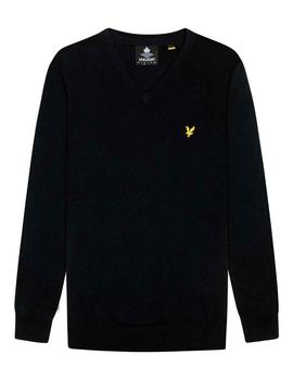 Jersey Lyle Scott azul marino cuello V para hombre