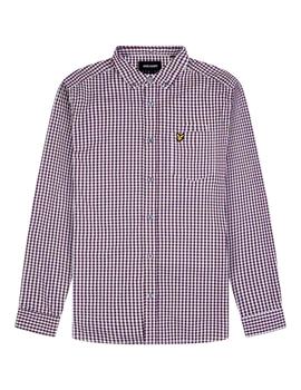 Camisa Lyle Scott cuadros granates para hombre