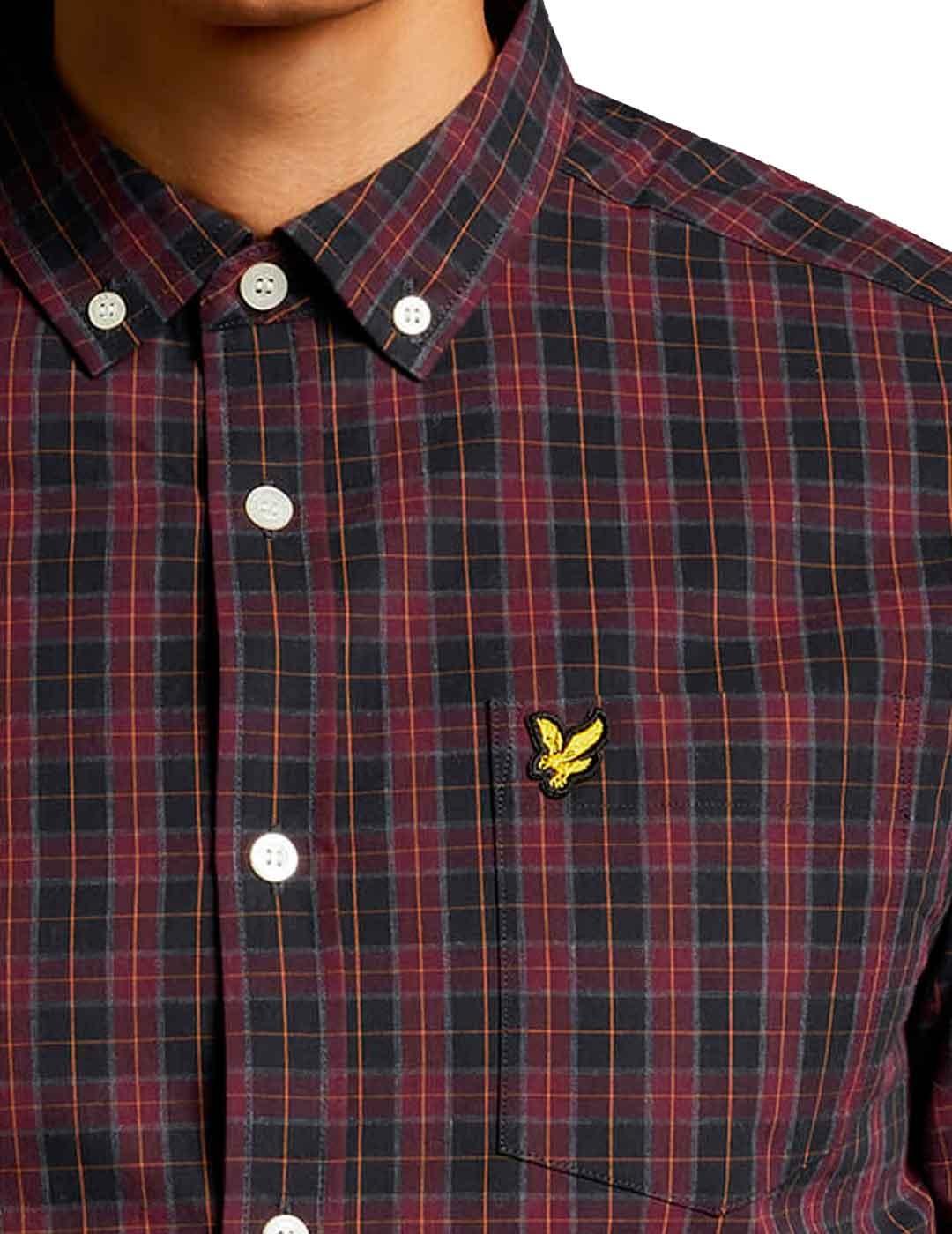 Camisa Lyle Scott cuadros burdeos para hombre