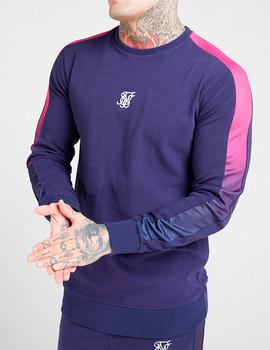 Sudadera Siksilk azul marino franjas rosas hombre