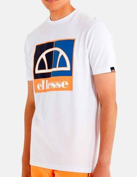 Camiseta Ellesse blanca con cuadros en el pecho