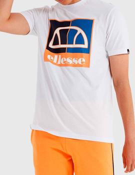 Camiseta Ellesse blanca con cuadros en el pecho