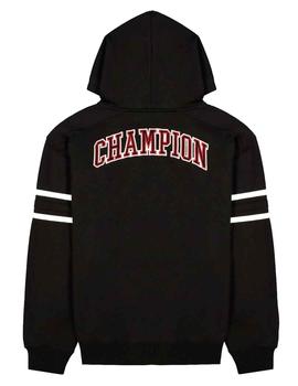 Sudadera Champion negra letras rojas en espalda