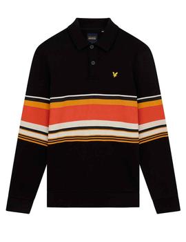 Sudadera polo Lyle Scott negro estampado a rayas