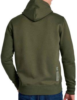 Sudadera capucha G Star Raw verde logo en pecho