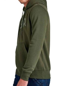 Sudadera capucha G Star Raw verde logo en pecho