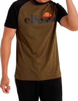 Camiseta Ellesse verde militar con mangas negras