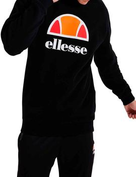 Sudadera cuello caja Ellesse negra logo grande