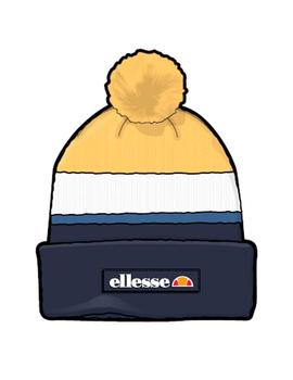 Gorro Ellesse con pompón amarillo, blanco y azul