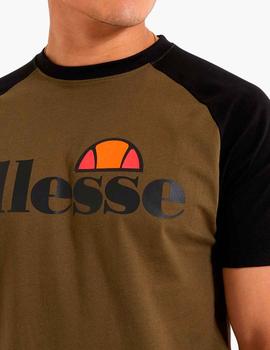 Camiseta Ellesse verde militar con mangas negras