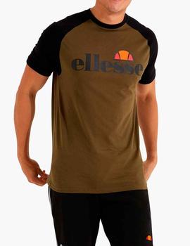 Camiseta Ellesse verde militar con mangas negras