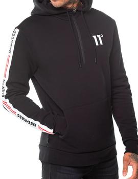 Sudadera 11 Degrees media cremallera negra hombre