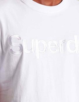 Camiseta Superdry blanca letras cosidas en pecho