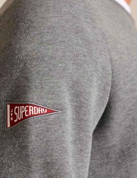 Sudadera universitaria Superdry gris con parches