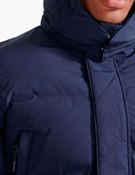 Abrigo largo Superdry azul marino estilo plumífero