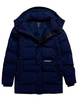 Abrigo largo Superdry azul marino estilo plumífero