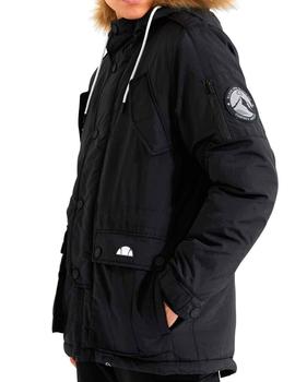 Parka larga Ellesse negra con capucha de pelo