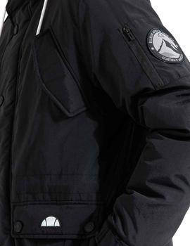 Parka larga Ellesse negra con capucha de pelo