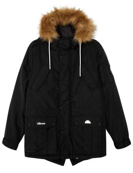 Parka larga Ellesse negra con capucha de pelo