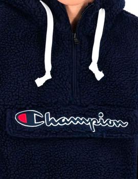 Sudadera Sherpa Champion azul marino logo bordado