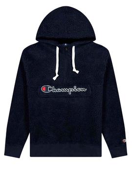 Sudadera Sherpa Champion azul marino logo bordado