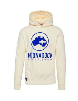 Sudadera capucha Altona Dock crudo logo azul