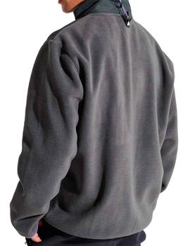 Sudadera polar Superdry gris estilo oversized