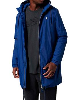 Abrigo largo impermeable Superdry azul para hombre