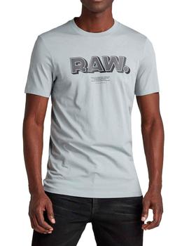 Camiseta G Star gris con el nombre de la marca Raw