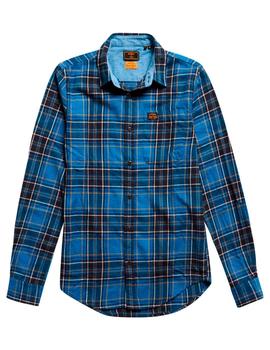 Camisa franela Superdry cuadros azules para hombre