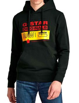 Sudadera capucha G Star Raw negra logo Originals