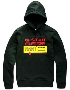 Sudadera capucha G Star Raw negra logo Originals