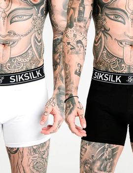 Boxer Siksilk blanco negro 2uds para hombre